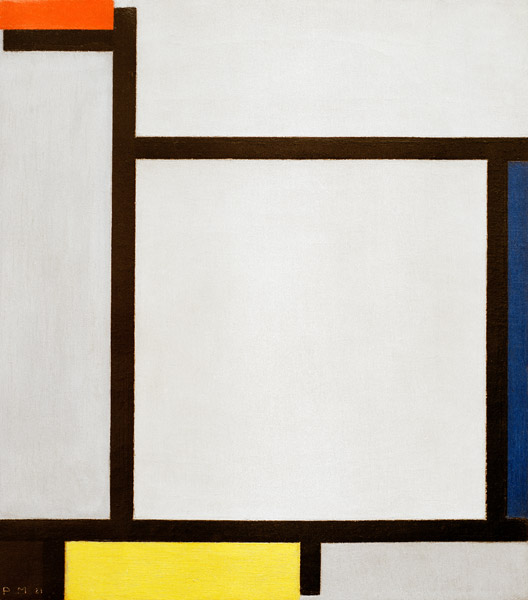 Komposition mit Rot u. a. von Piet Mondrian