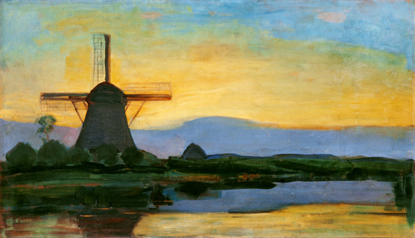 Oostzijdse Mill with Extended Blue von Piet Mondrian