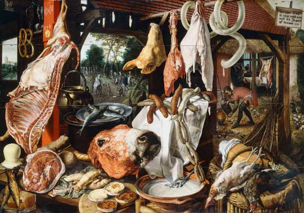 Metzgerladen mit Flucht nach Ägypten von Pieter Aertsen
