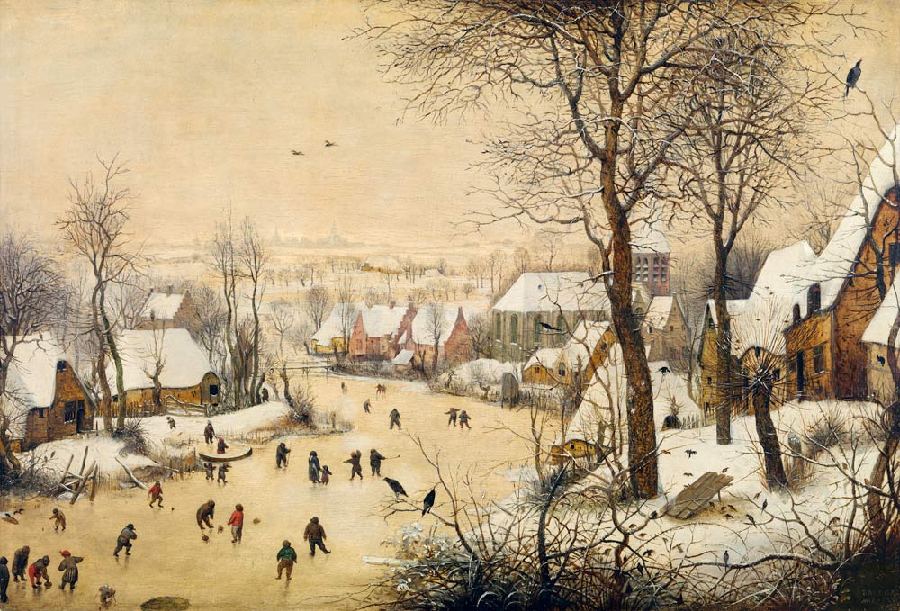 Winter Landscape with Skaters and a Bird Trap von Pieter Bruegel d. Ä.