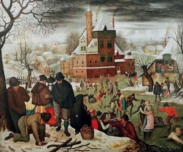 Townsfolk Skating On A Castle Moat von Pieter Bruegel d. Ä.