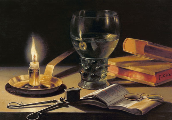 Stillleben mit brennender Kerze von Pieter Claesz