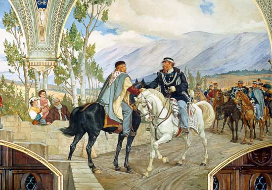 The Meeting Between Giuseppe Garibaldi (1807-82) and King Vittorio Emanuele II (1820-78) on the 26th von Pietro Aldi
