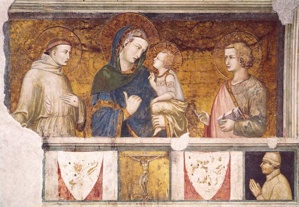 Virgin and Child with St. Francis and St. John the Evangelist von Pietro Lorenzetti