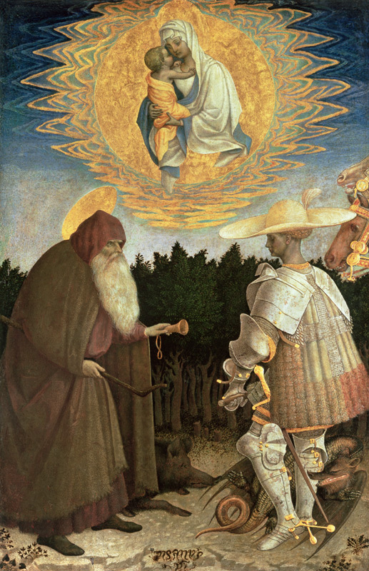 The Virgin and Child with St. George and St. Anthony the Abbot (egg tempera on poplar) von Pisanello