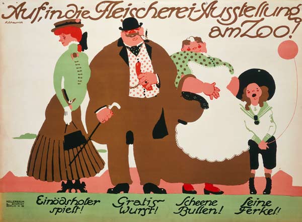 Auf in die Fleischerei-Ausstellung am Zoo, von Paul Scheurich von Plakatkunst