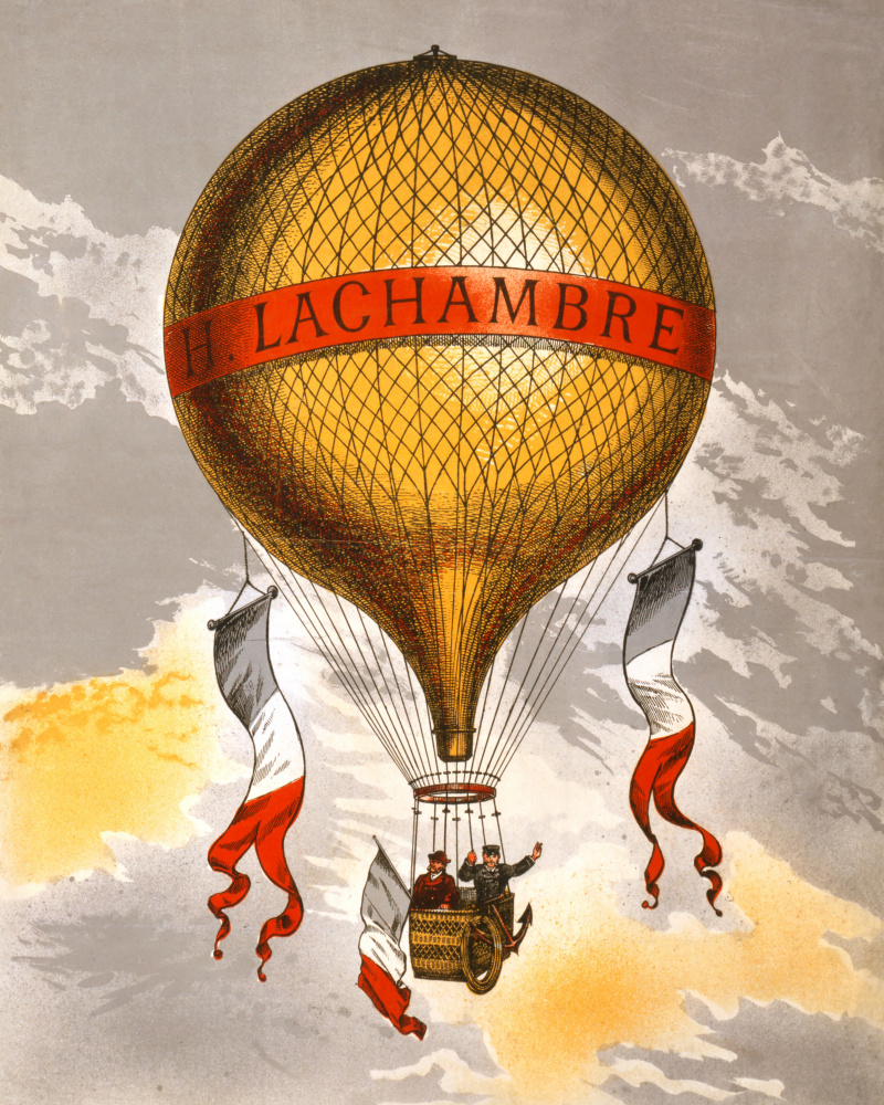 Balloon Labeled With Two Men Riding In the Basket 1880 von Plakatkunst