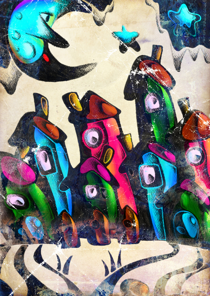 The moon is awake in the city von Rafal Kulik