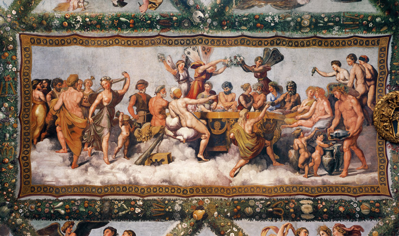 The Banquet of the Gods, Ceiling Painting of the Courtship and Marriage of Cupid and Psyche von Raffael - Raffaello Santi