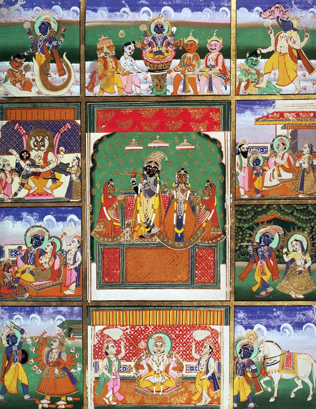 Vishnu in the centre of his ten avatars, Jaipur, Rajasthan von Rajput School