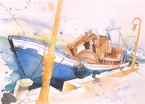 Blaues Boot, Hafen Andratx von Ralf Kresin