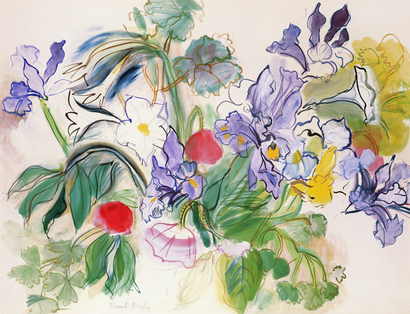 Bouquet of Irises and Red Poppies von Raoul Dufy