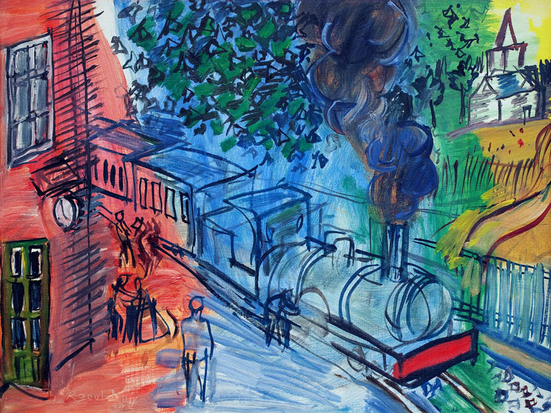 Train en gare. Peinture de Raoul Dufy (1877-1953), huile sur toile. Art francais, 20e siecle. Musee  von Raoul Dufy