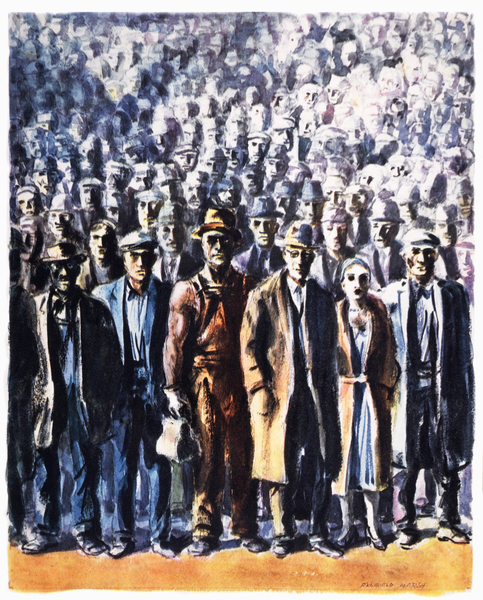 Twenty-Five Million in Want Americans during the Great Depression, Illustration, Reginald Marsh von Reginald Marsh