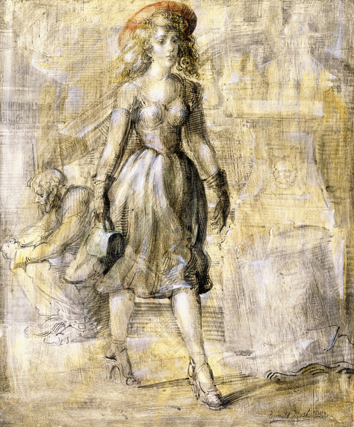 Girl Walking on City Street von Reginald Marsh