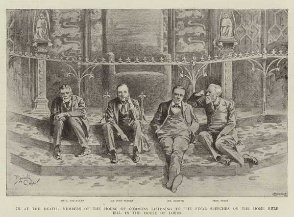 In at the Death, Members of the House of Commons listening to the Final Speeches on the Home Rule Bi von Reginald Thomas Cleaver