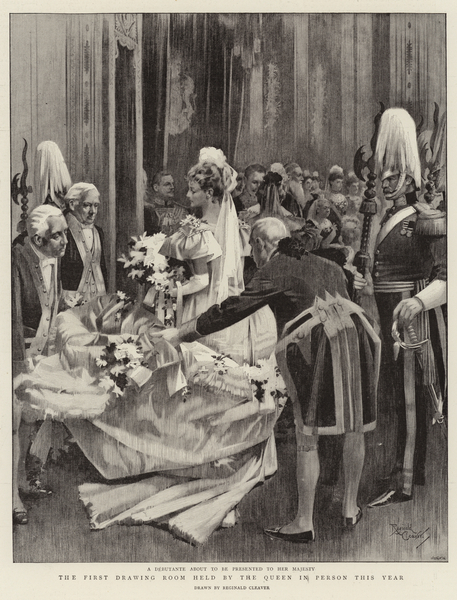 The First Drawing Room held by the Queen in Person this year von Reginald Thomas Cleaver