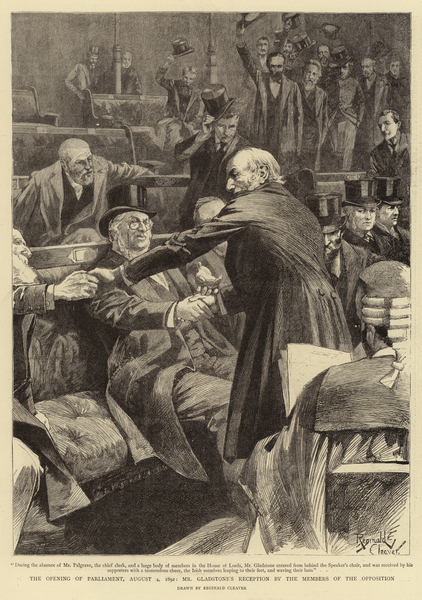 The Opening of the Parliament, 4 August 1892, Mr Gladstones Reception by the Members of the Oppositi von Reginald Thomas Cleaver