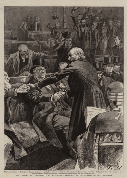 The Opening of Parliament, Mr Gladstones Reception by the Members of the Opposition von Reginald Thomas Cleaver