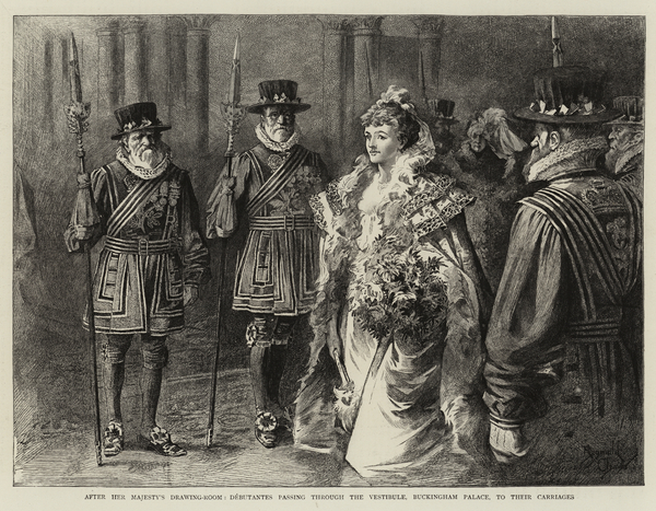 After Her Majestys Drawing-Room, Debutantes passing through the Vestibule, Buckingham Palace, to the von Reginald Thomas Cleaver