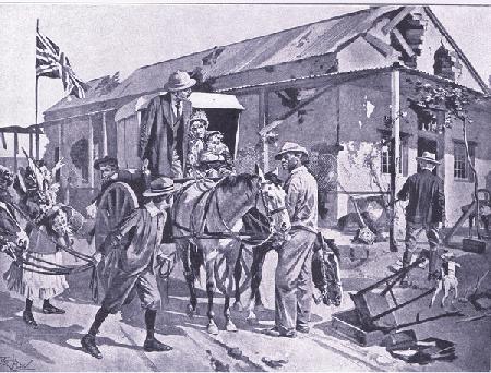 What evacuation means to the loyal colonists, illustration fromAfter Pretoria: The Guerilla War, 190