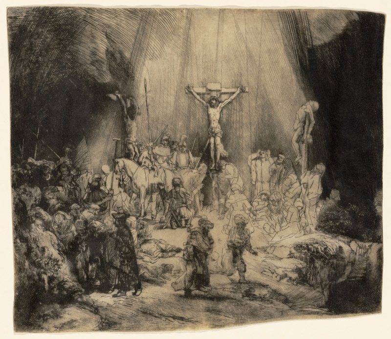 Christus am Kreuz zwischen den zwei Schächern: "Die drei Kreuze" von Rembrandt van Rijn