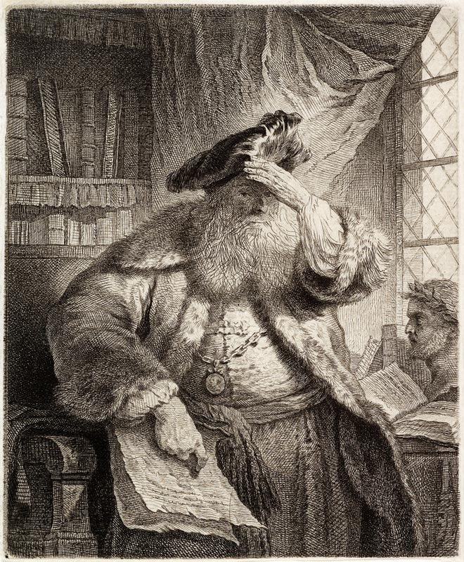 Old man shading his eyes with his hand von Rembrandt van Rijn