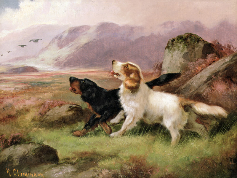 Gundogs (one of a pair) von Robert Cleminson