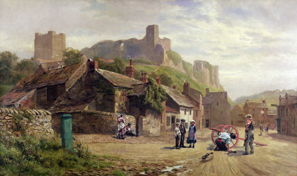 Children Watching a Wheelwright von Robert Gallon