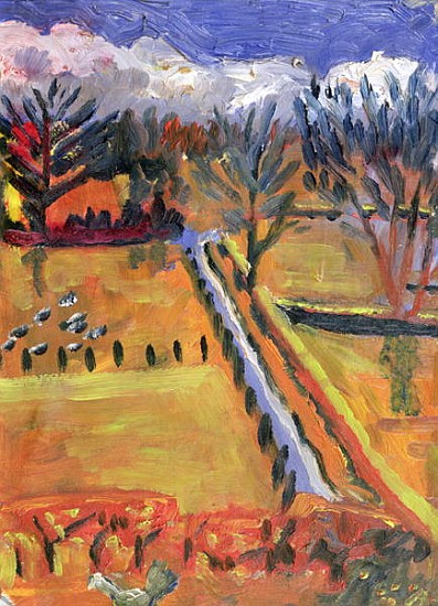 Blue Road, Hereford, 1998 (oil on board)  von Robert  Hobhouse