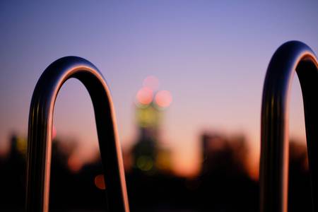 Einstieg am Badeplatz mit Blick auf die Alte Donau