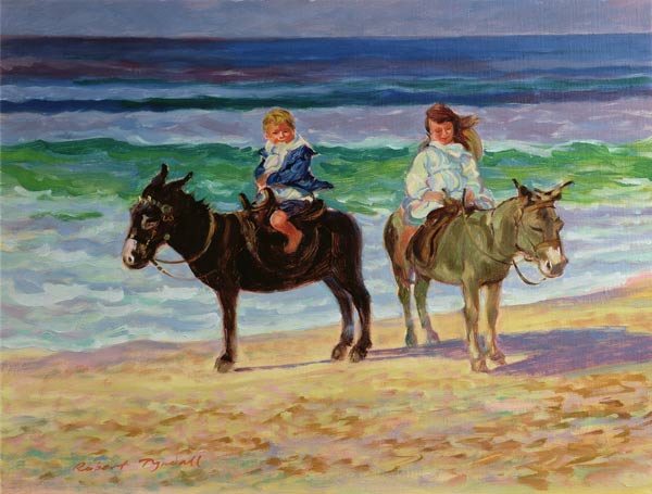 Two Children on Donkeys von Robert  Tyndall