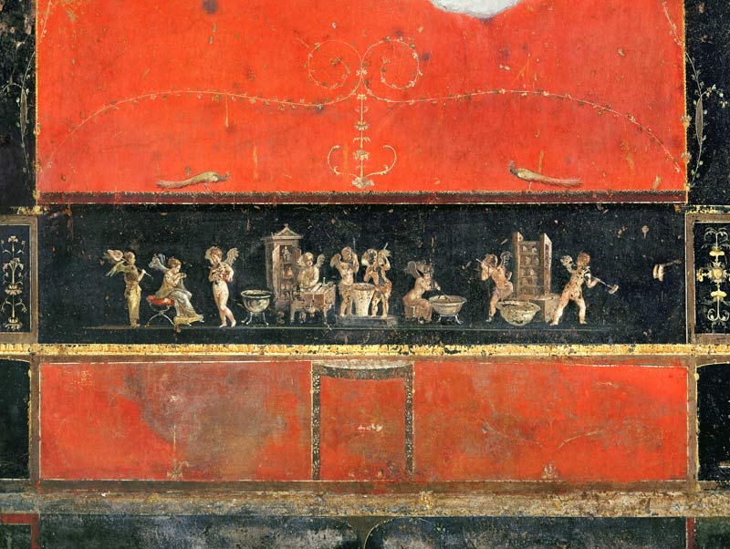Cherubs doing daily activities, from the Oecus of the Casa dei Vettii (House of the Vettii) c.50-79 von Roman
