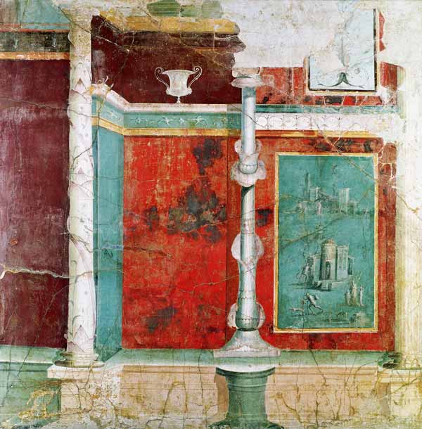 Architectural detail with a landscape, from Pompeii von Roman