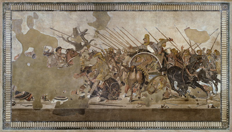 The Alexander Mosaic, depicting the Battle of Issus between Alexander the Great (356-323 BC) and Dar von Roman 1st century BC