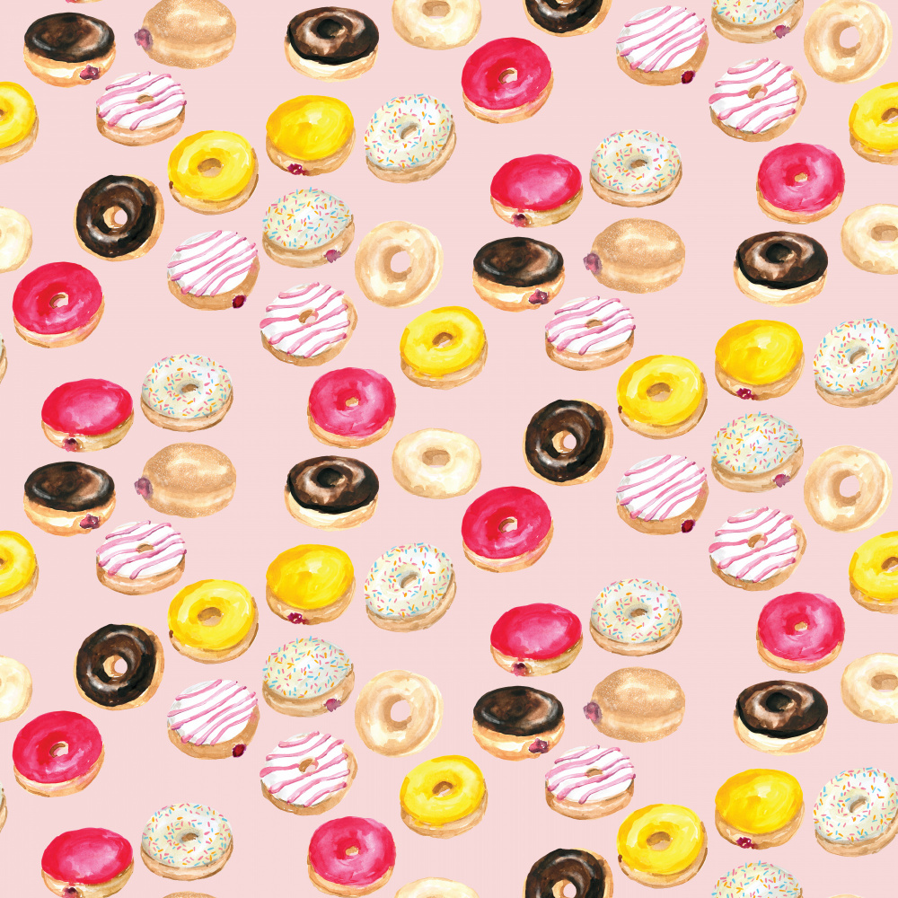 Watercolor donuts pattern in pink von Rosana Laiz Blursbyai
