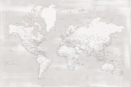 Detailed world map with cities, Maeli warm