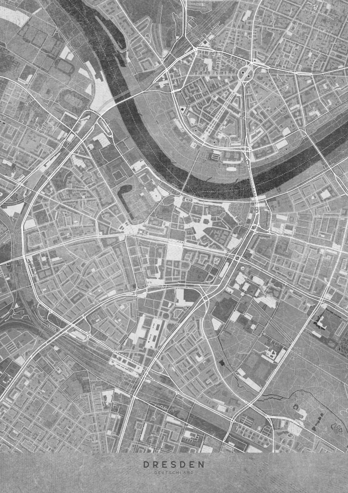 Gray vintage map of Dresden downtown Germany von Rosana Laiz Blursbyai