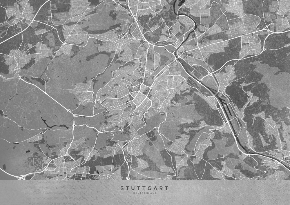Gray vintage map of Stuttgart downtown Germany von Rosana Laiz Blursbyai