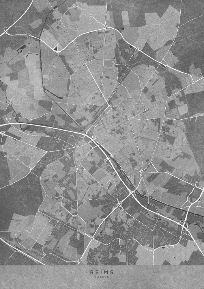 Gray vintage map of Reims France von Rosana Laiz Blursbyai