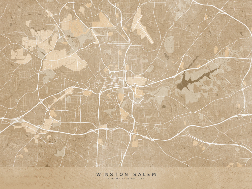 Map of Winston Salem (NC, USA) in sepia vintage style von Rosana Laiz Blursbyai