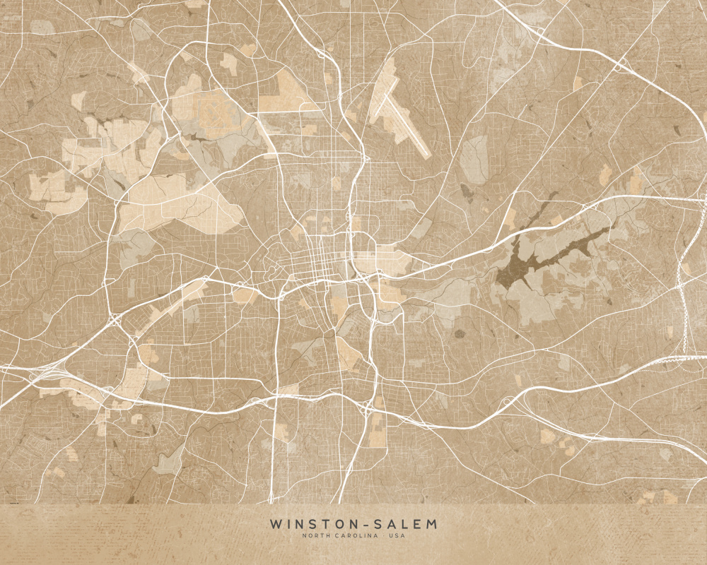 Map of Winston Salem (NC, USA) in sepia vintage style von Rosana Laiz Blursbyai