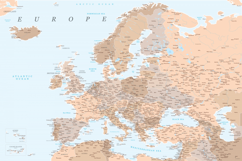 Neutral detailed map of Europe von Rosana Laiz Blursbyai