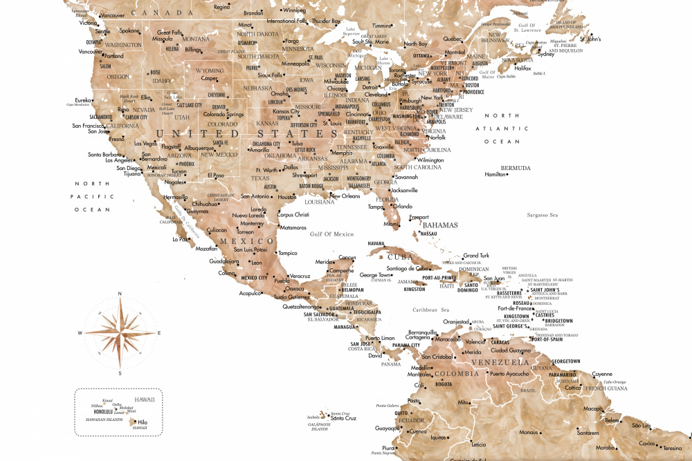 Neutral USA and the Caribbean sea map von Rosana Laiz Blursbyai