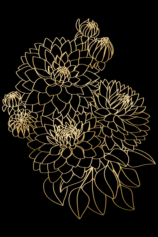 Pacey dahlias bouquet in gold and black von Rosana Laiz Blursbyai
