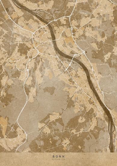 Sepia vintage map of Bonn Germany