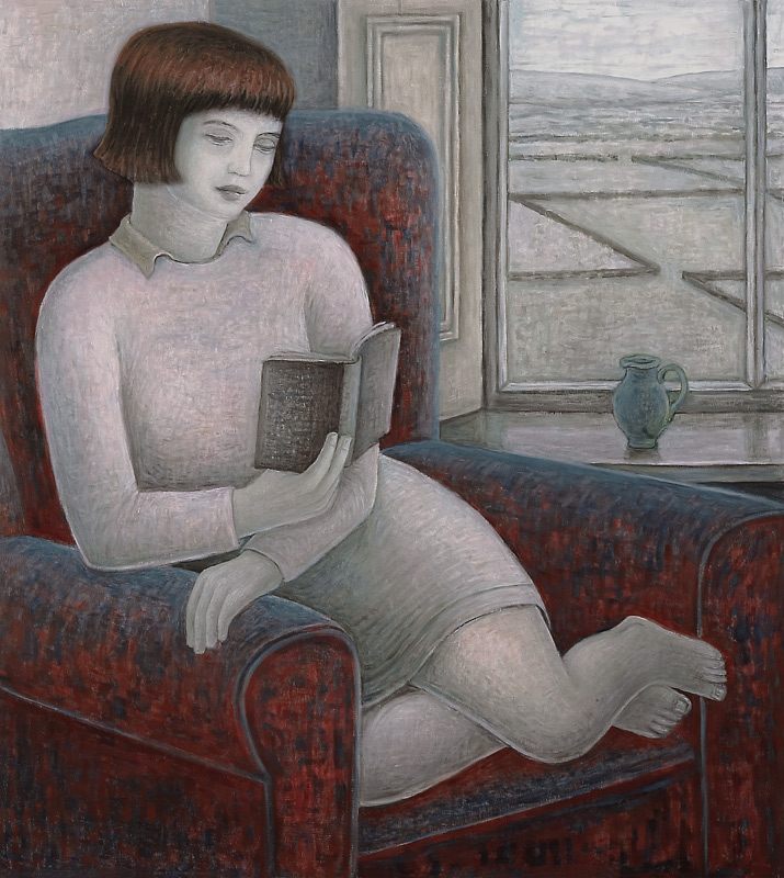 Girl Reading in Armchair, 2009 (oil on canvas)  von Ruth  Addinall