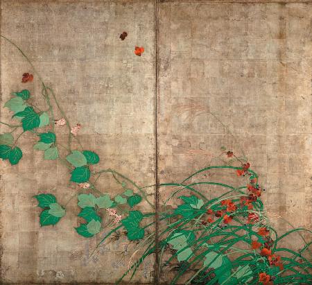 Sommer- und Herbstpflanzen. (Teil von zwei Hängerollen, Diptychon)