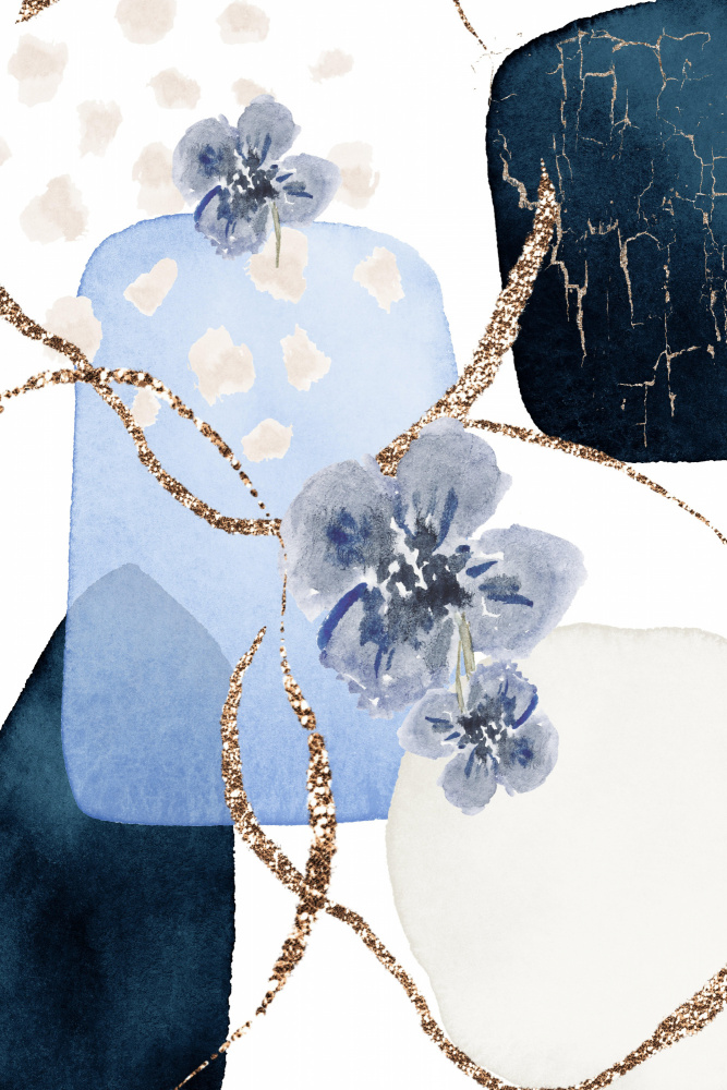 Floral Blue-1 von Sally Ann Moss