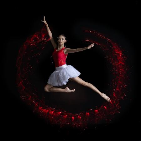 Ballerina with red light lamp